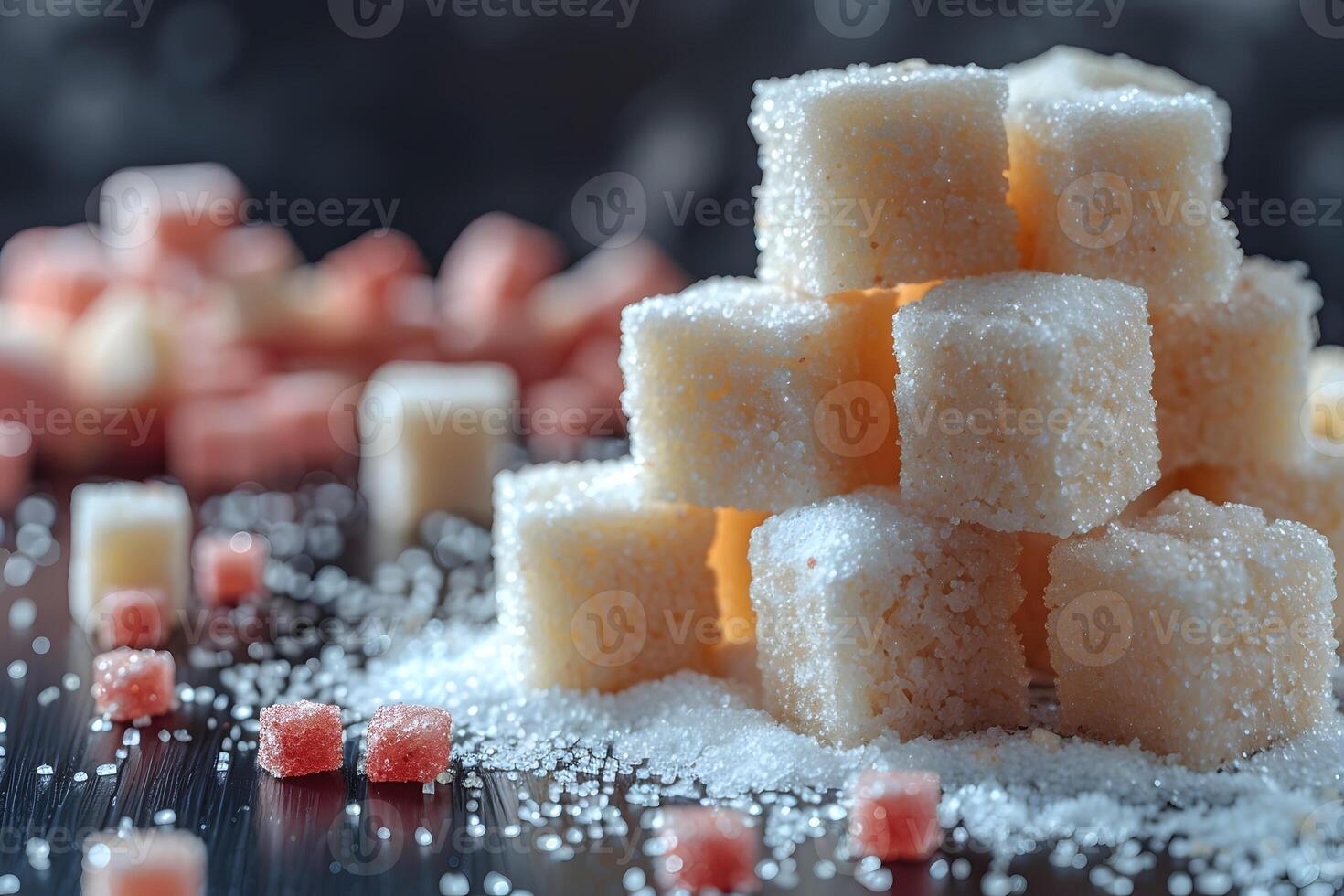 Sugar Cubes and Confectionery in Soft Focus Ideal for Food, Holiday, and Dessert Themes photo