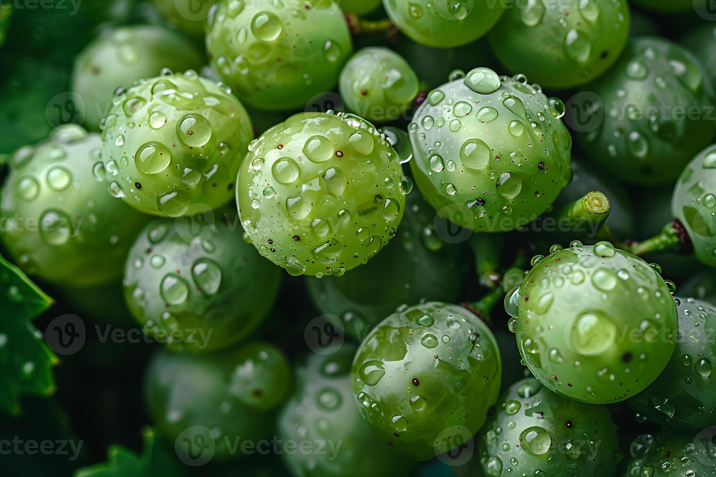 Fresh Green Grapes Covered in Water Droplets - Close-Up, High-Resolution Image for Food and Beverage Design photo
