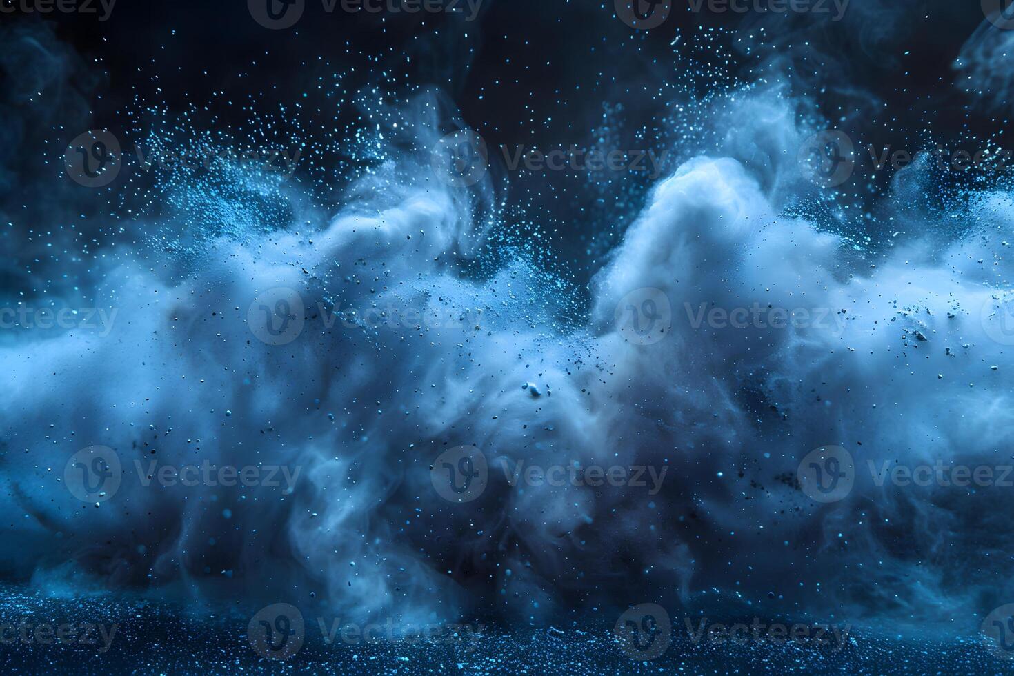 Surreal Blue Smoke Explosion Background for Abstract Art Design and Posters photo