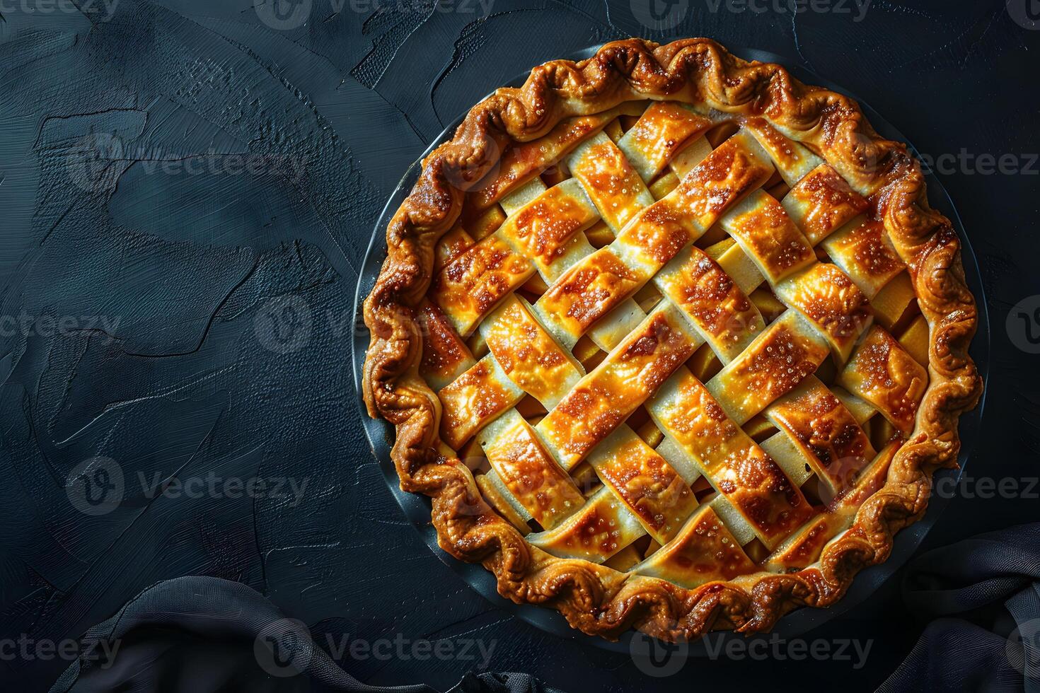 Golden Brown Homemade Apple Pie with Lattice Crust - Perfect for Autumn and Holiday Baking photo