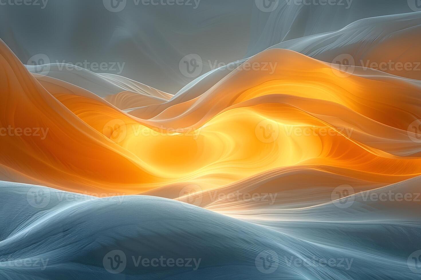 Abstract Waves of Light Dynamic Abstract Artwork with Orange and Blue Gradients photo