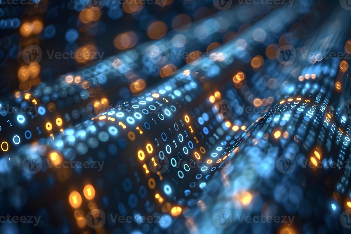 Abstract Digital Data Stream Background - Technology and Innovation Concept for Cybersecurity, Big Data, and AI photo
