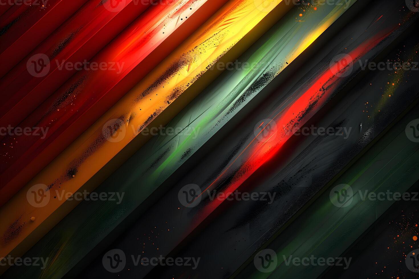 Vibrant Abstract Diagonal Stripes in Red, Orange, Yellow, Green, and Black for Modern Design and Backgrounds photo