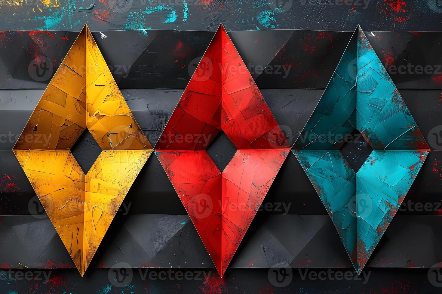 Geometric Abstract Art Colorful Diamond Patterns in Modern Wall Decor Design photo