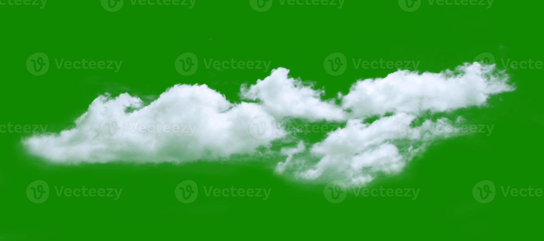 Fluffy White Clouds on a Bright Green Background for Creative and Abstract Designs photo