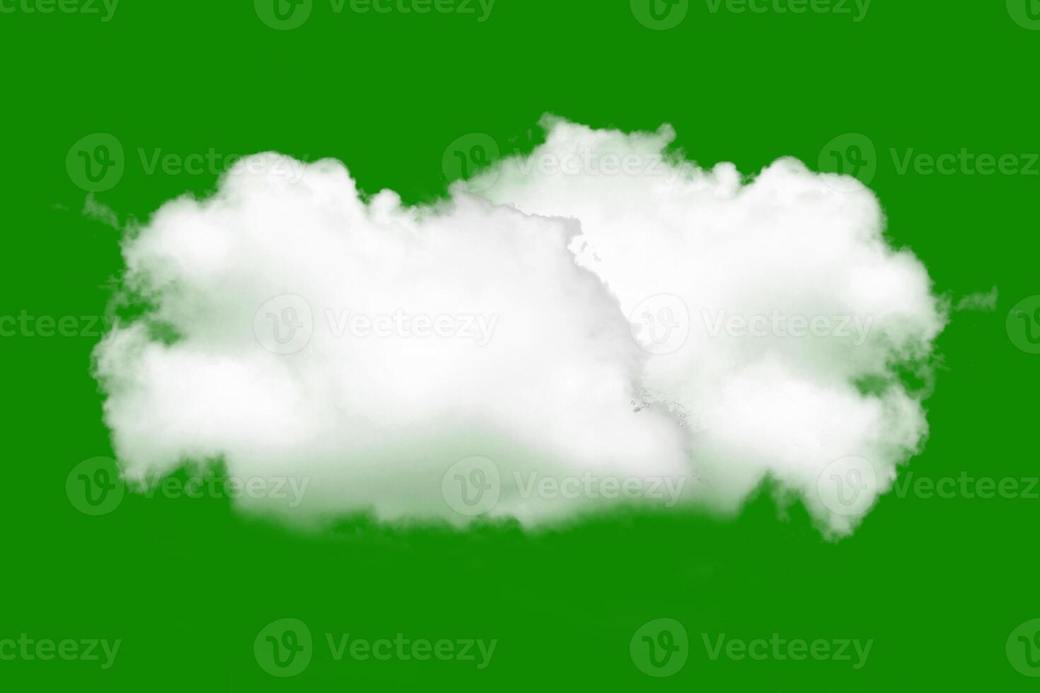 Fluffy White Cloud on a Green Background - Isolated Cloud Formation for Creative Design and Graphic Projects photo