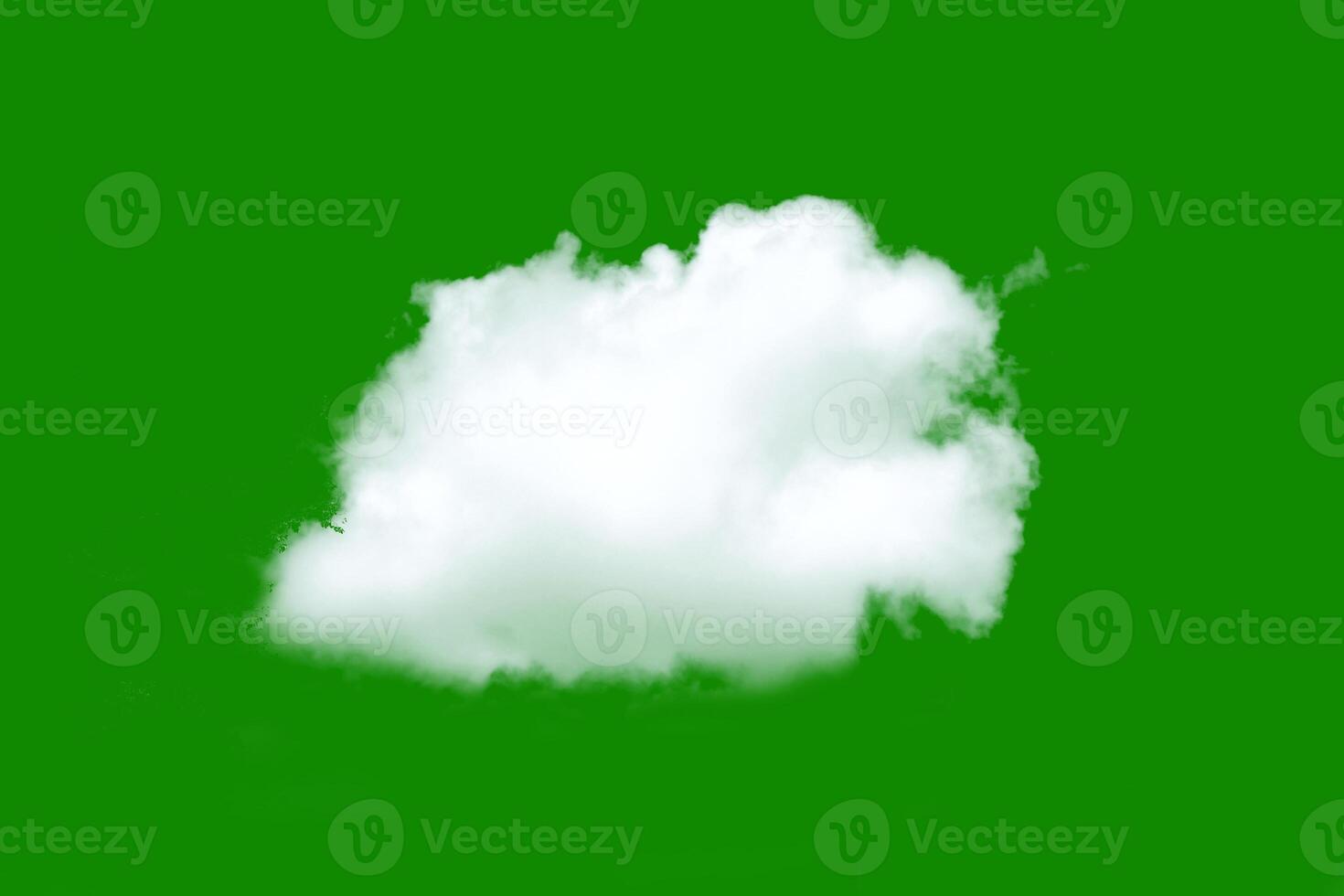 Fluffy White Cloud Isolated on Vibrant Green Background for Creative Design and Art Projects photo