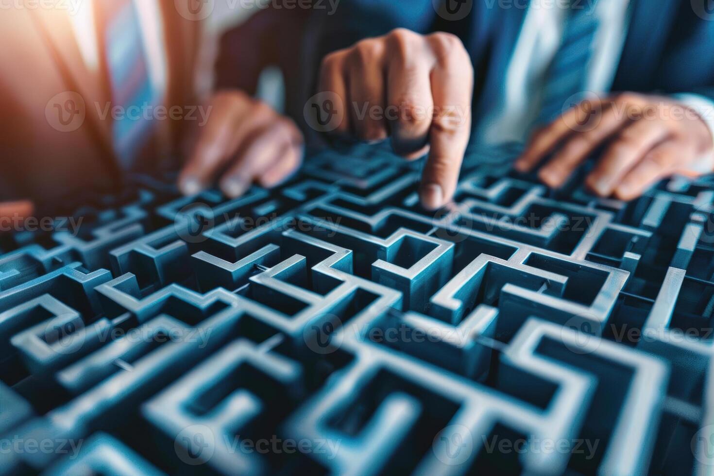Business Leader Guiding Team Through Digital Maze, Strategy, Leadership. Illustration photo