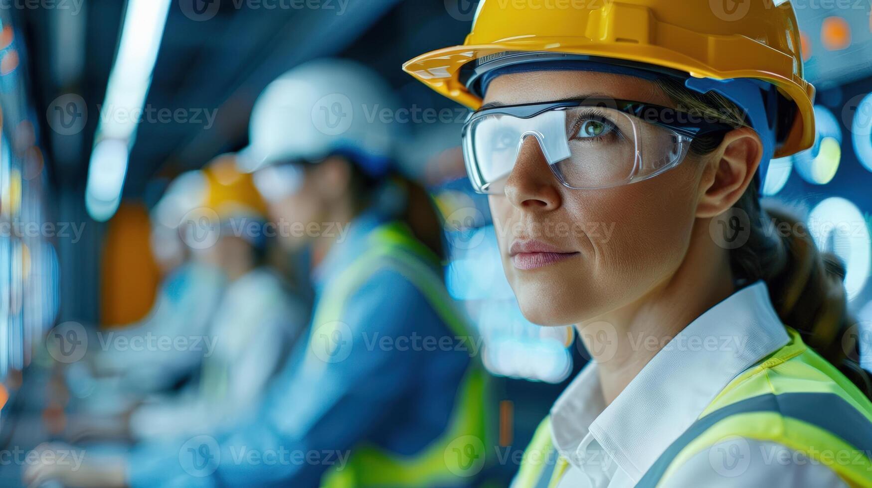 Confident woman engineer overseeing optimization projects, focusing on management and energy generation improvements photo