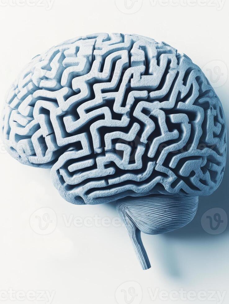Intricate maze-like brain image representing complex human thought processes, creativity, and neuroscience exploration. photo