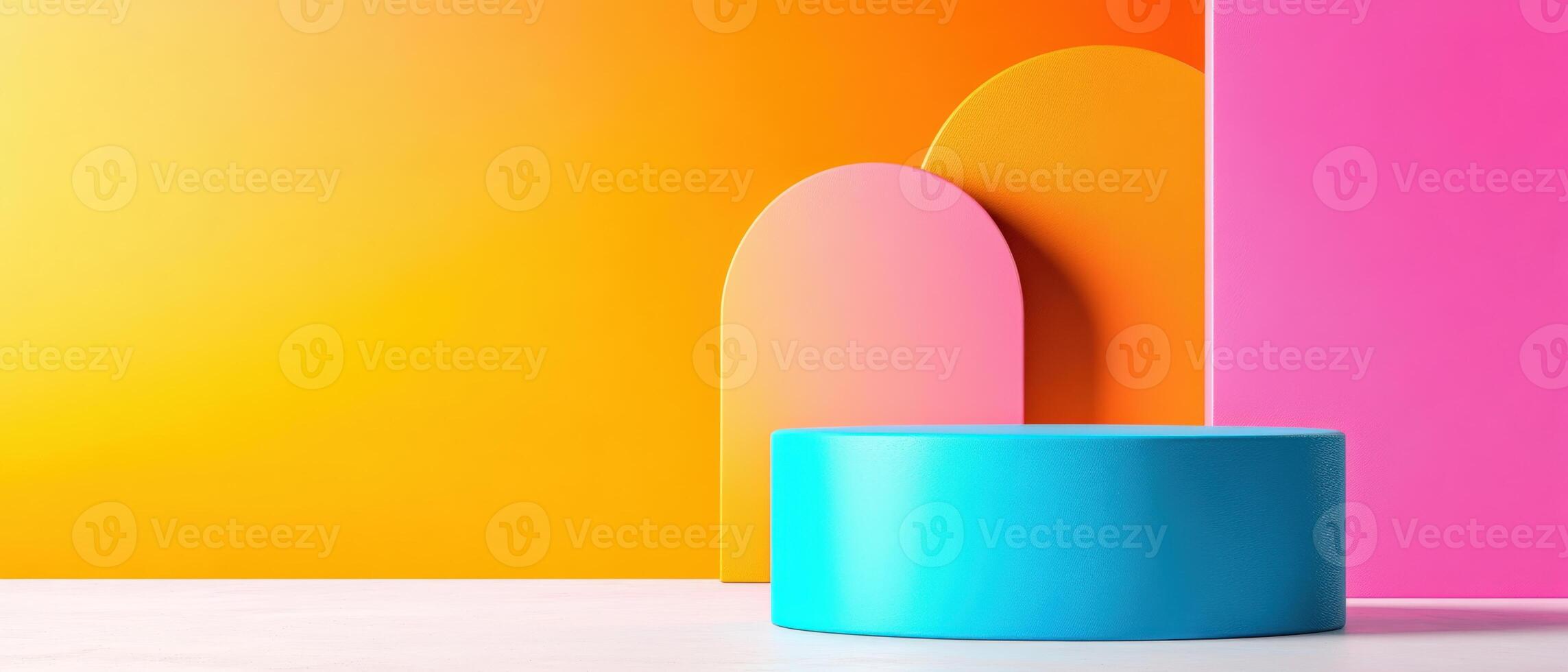 Colorful geometric shapes in a modern minimalistic setting, perfect for backgrounds, presentations, and artistic projects. photo