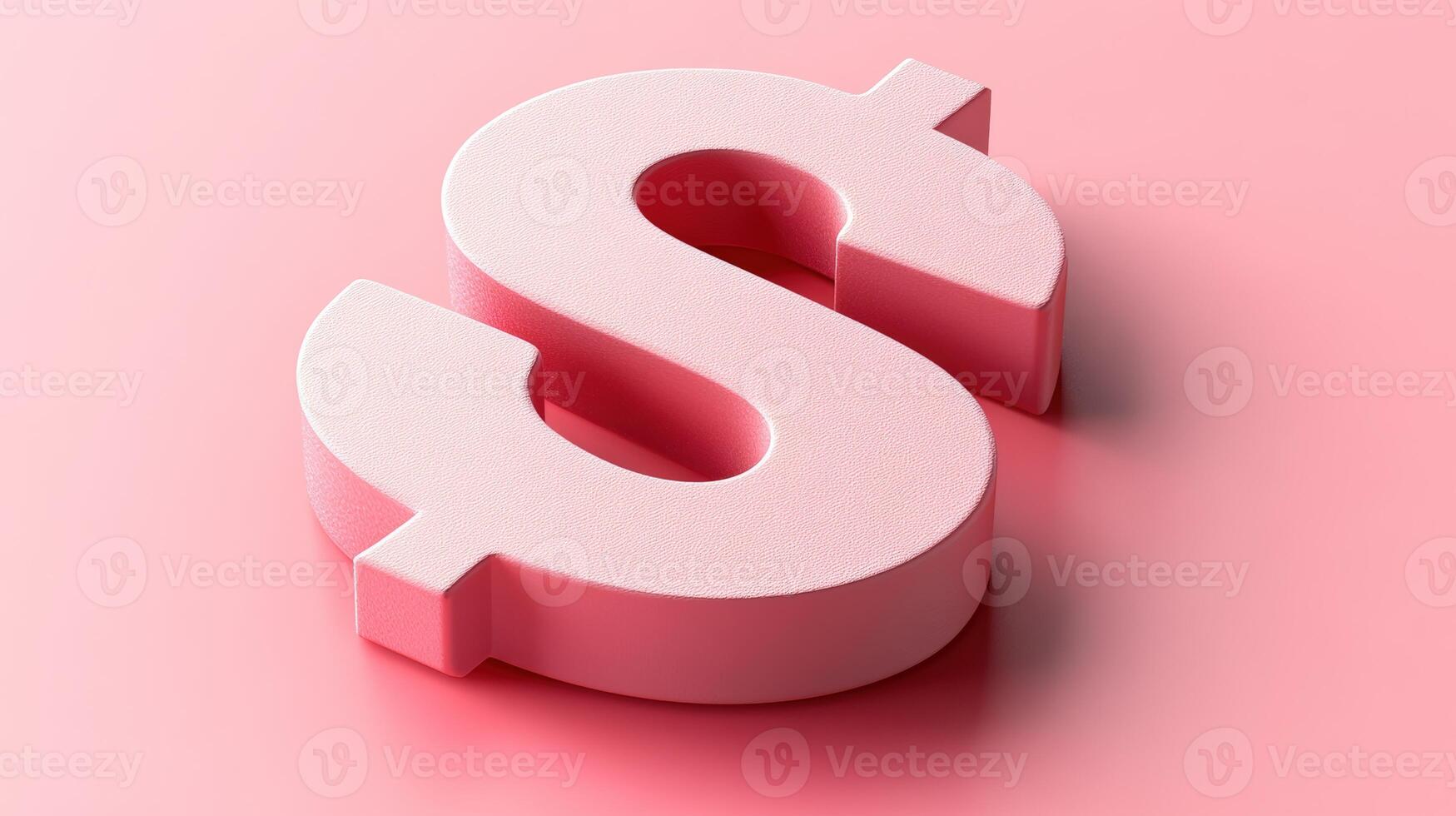 A modern pink dollar symbol on a soft pink background, representing finance, wealth, and economy. photo