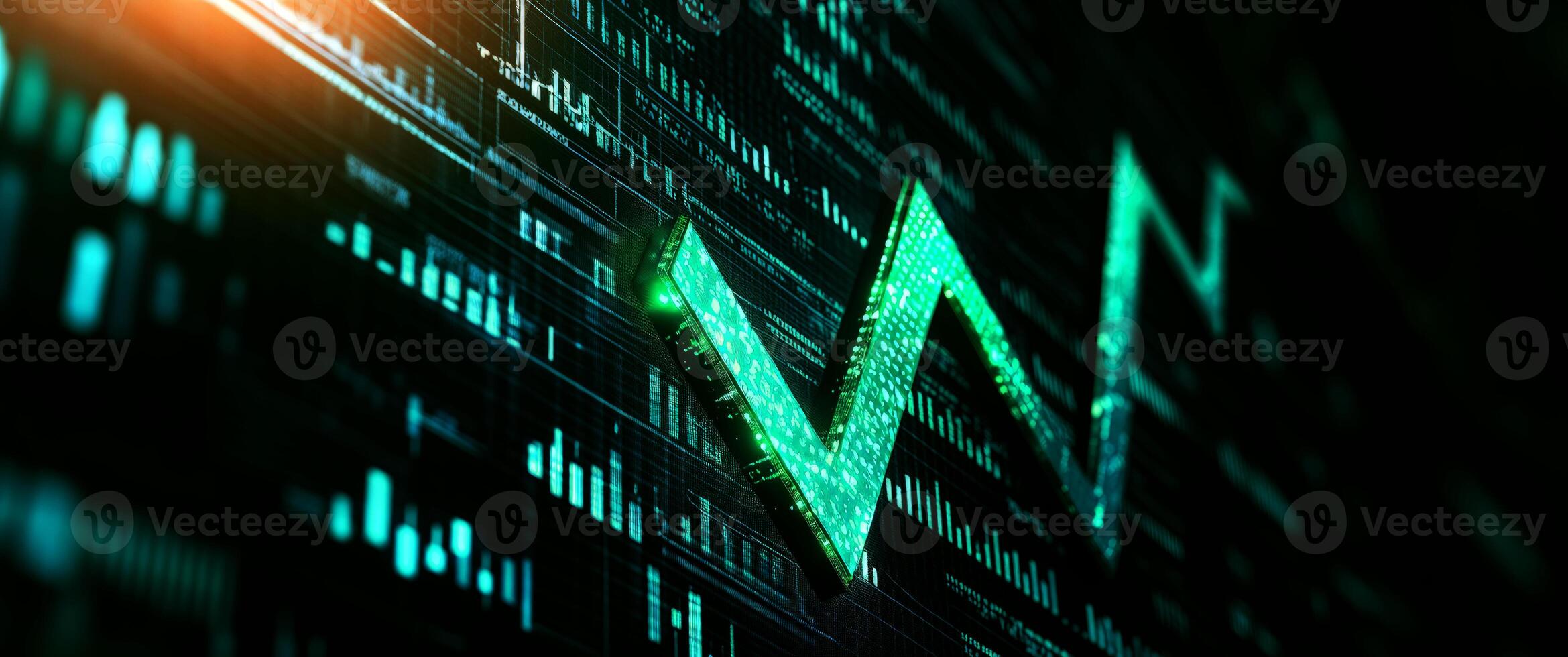 A vibrant digital graphic showcasing an upward trend in data analytics and financial growth, perfect for business themes. photo