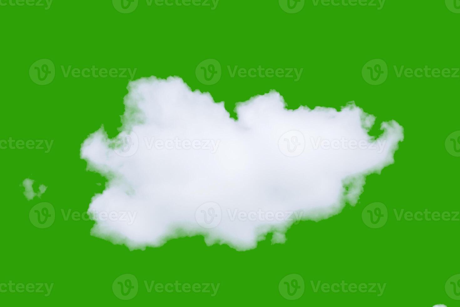Fluffy White Cloud Isolated on Green Background for Graphic Design and Creative Projects photo