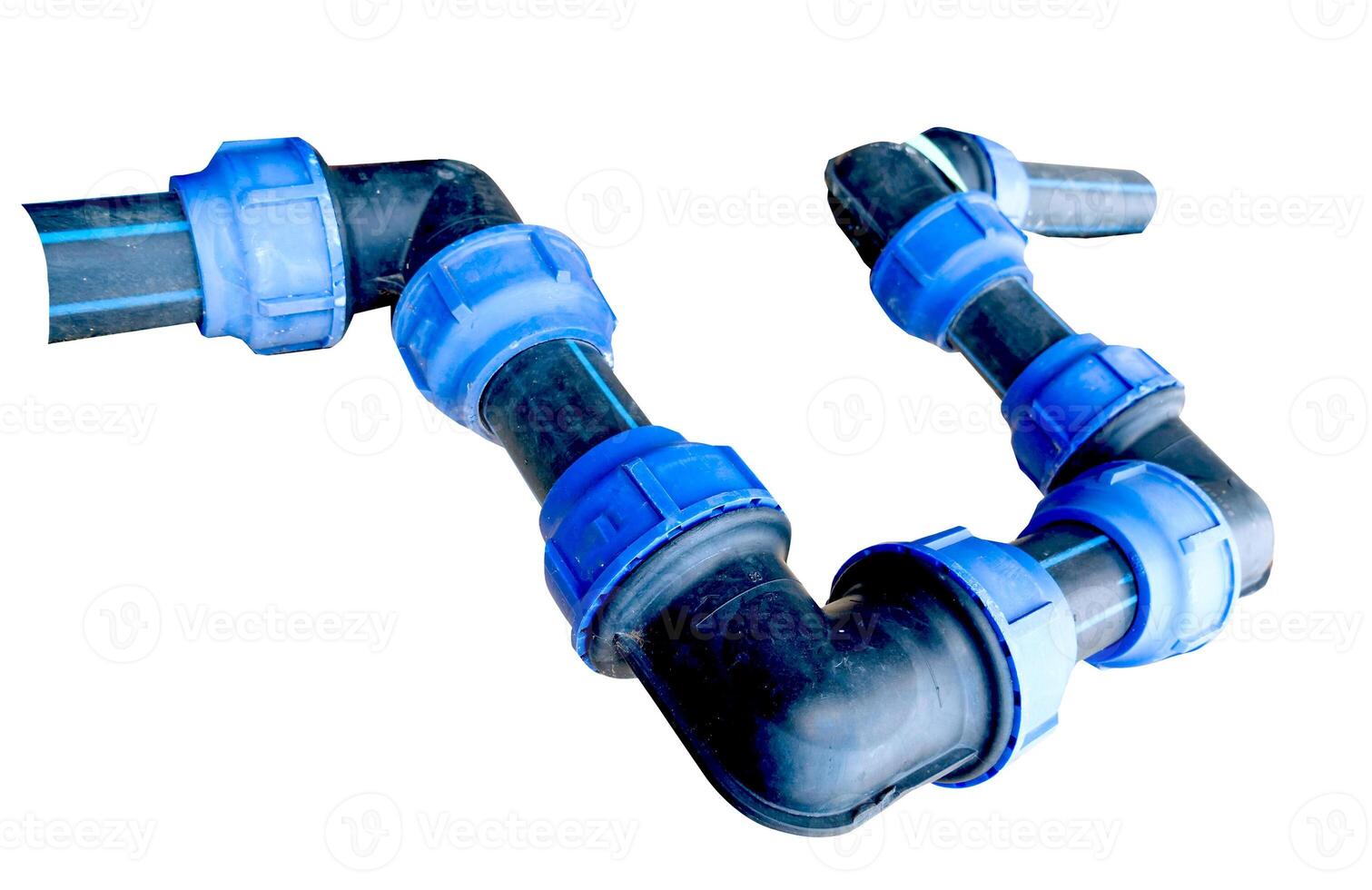 High-Quality Black and Blue Plastic Plumbing Pipes with Clipping Path for Industrial and Construction Use photo