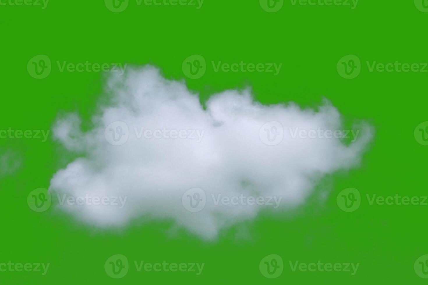 Fluffy White Cloud on a Vibrant Green Background Perfect for Graphic Design and Digital Art Projects photo
