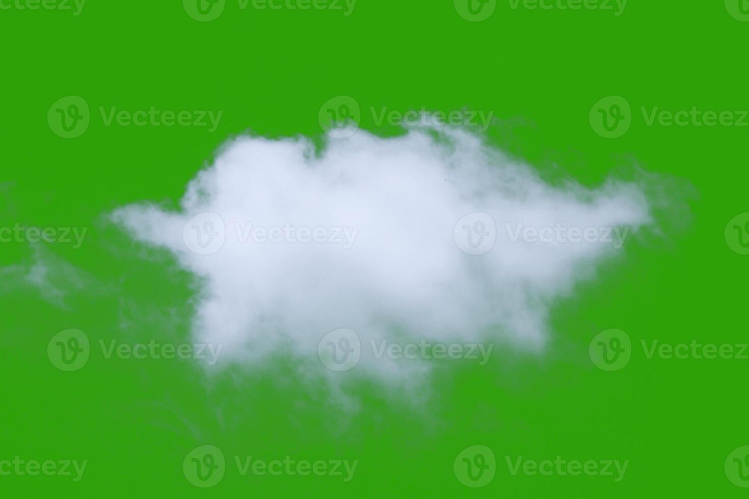 Fluffy White Cloud on a Bright Green Background for Creative Design and Digital Art Projects photo