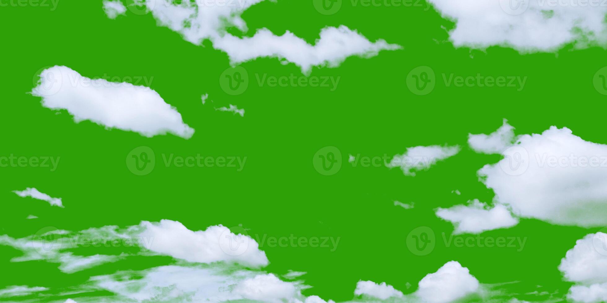 Bright Green Sky with Fluffy White Clouds on a Sunny Day photo