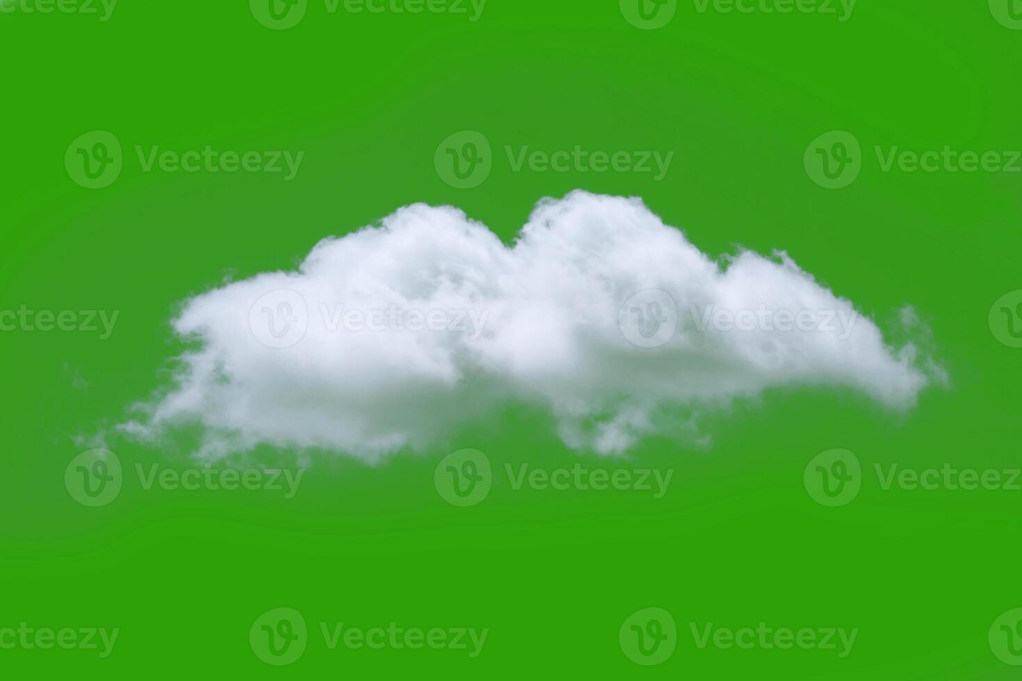 Fluffy White Cloud Isolated on Bright Green Background for Creative Design and Graphic Projects photo