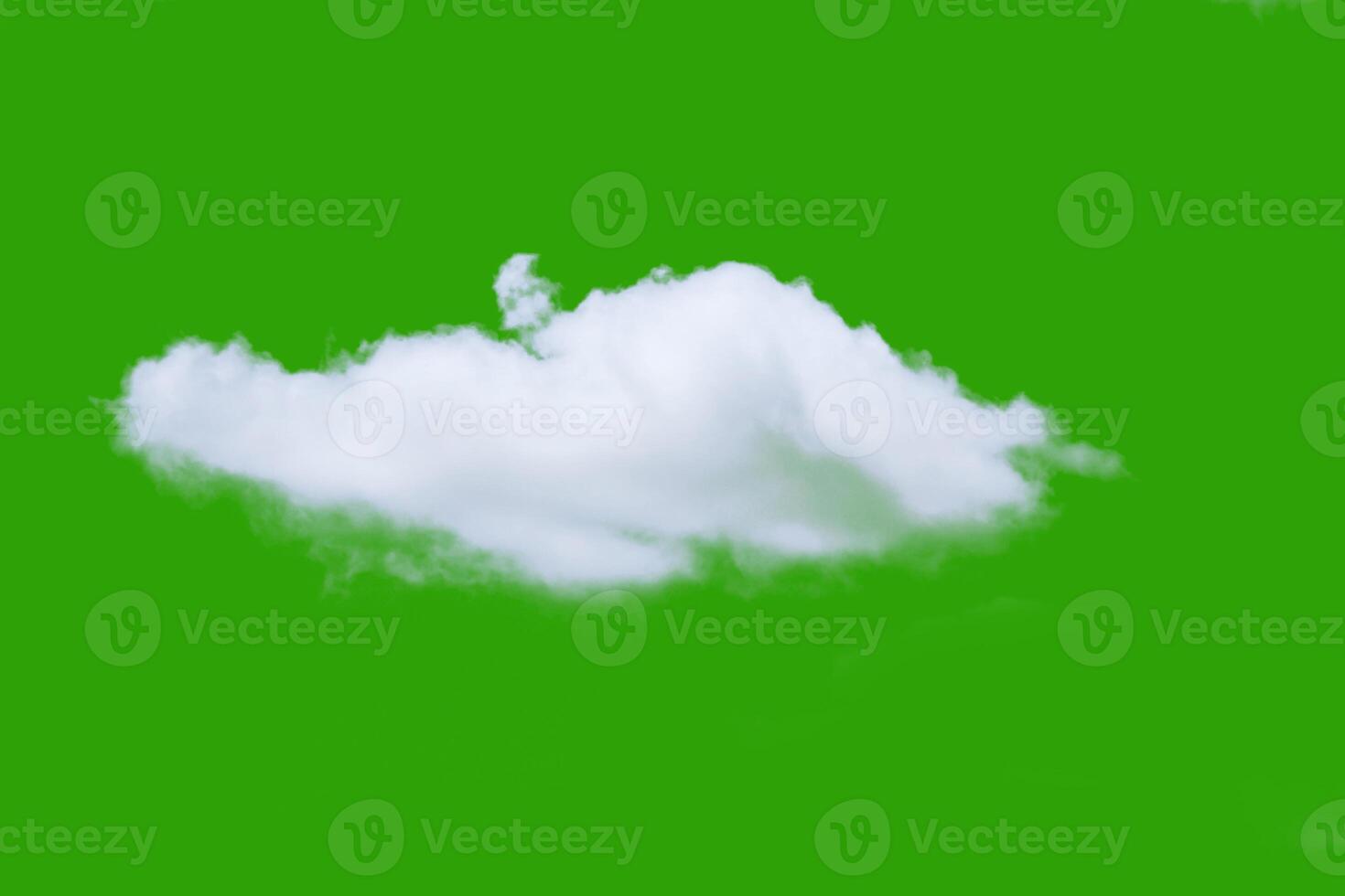 Fluffy White Cloud Isolated on Vibrant Green Background - Perfect for Graphic Design and Creative Projects photo