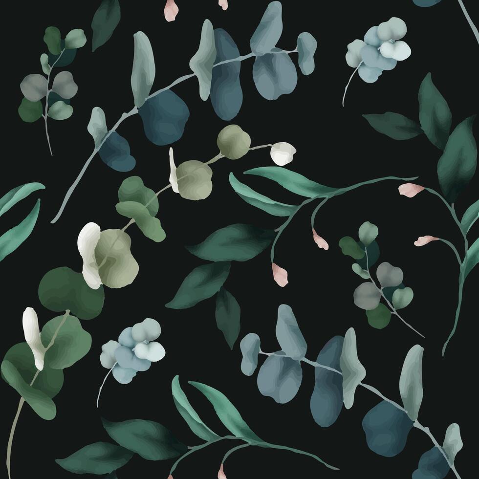 Greenery leaf pattern in watercolor for background decoration vector