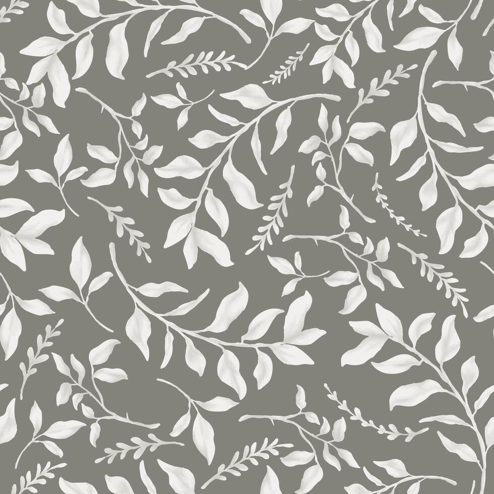 Seamless white watercolor leaf design for background use vector