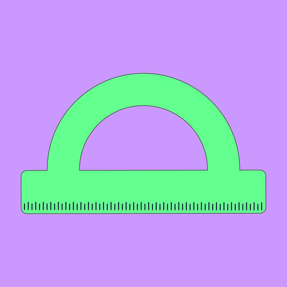 Vibrant protractor illustration on a bright background. Ideal for school-themed designs, educational materials, or stationery concepts. vector