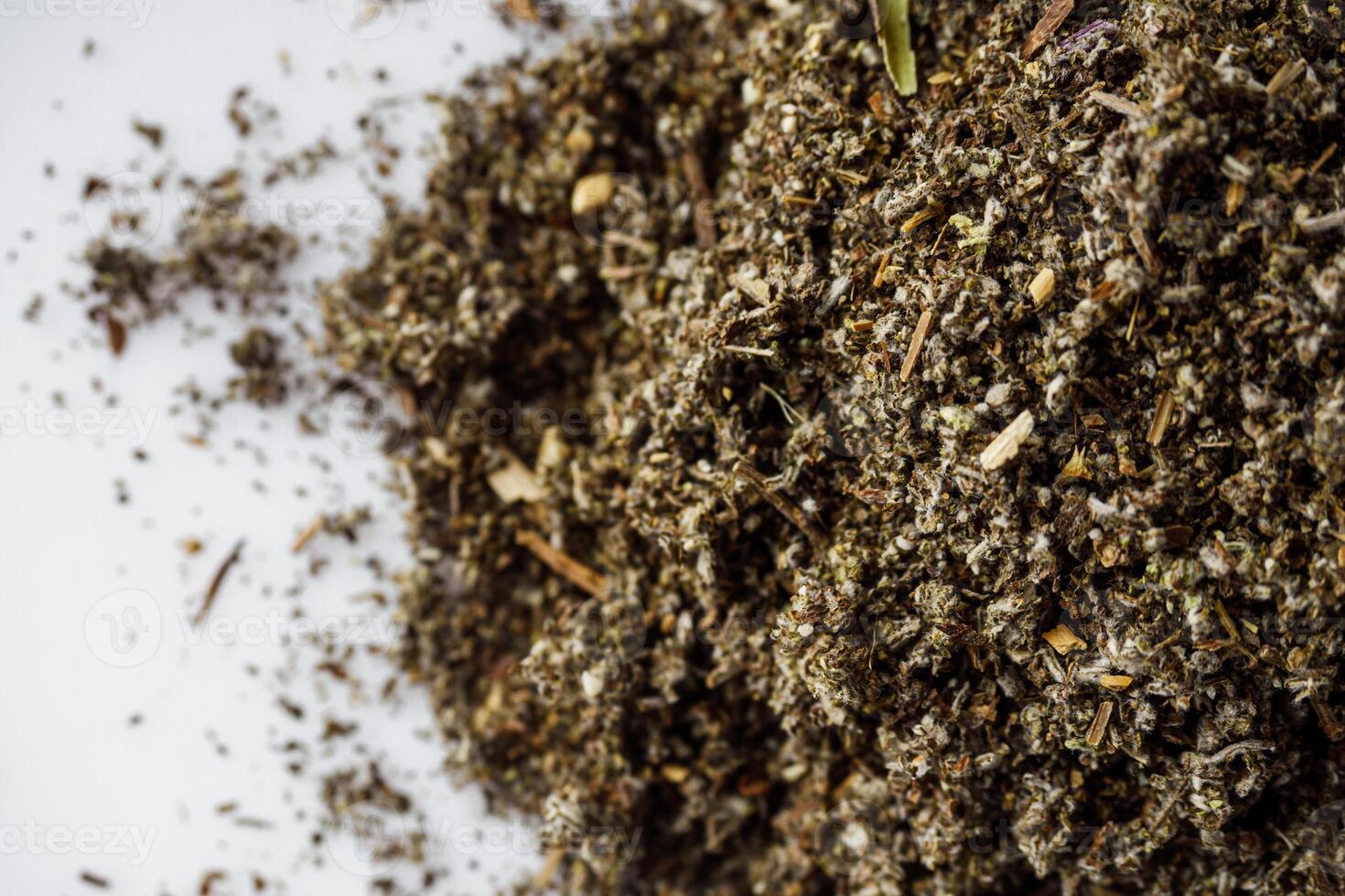 fragrant green dried sage on a white background photo