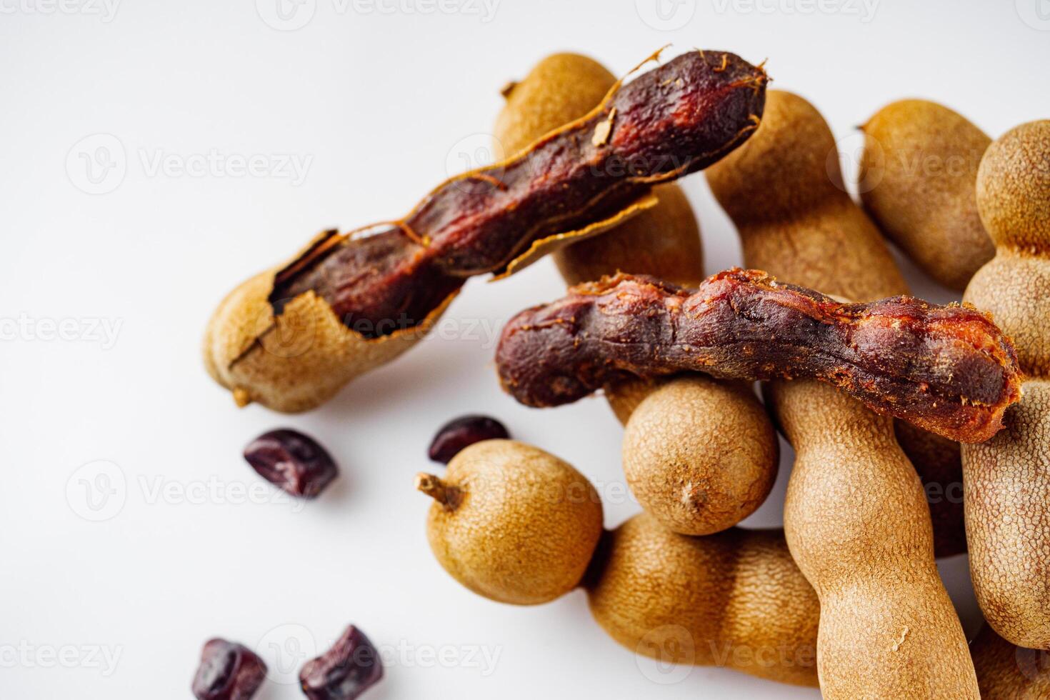 sweet and sour tamarind on a white background photo