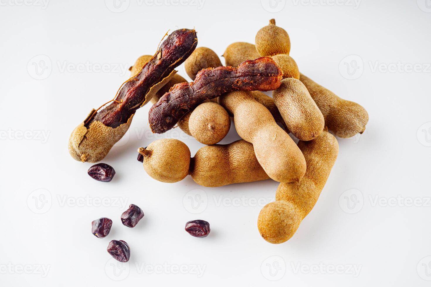 sweet and sour tamarind on a white background photo
