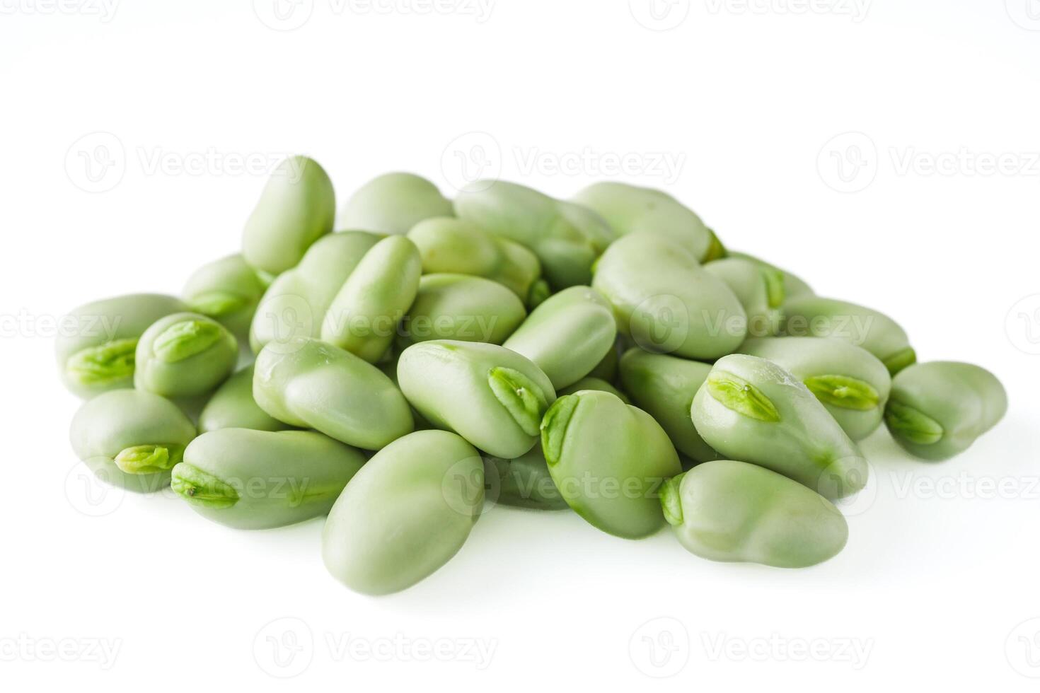 fresh greens broad beans fava on a white background photo
