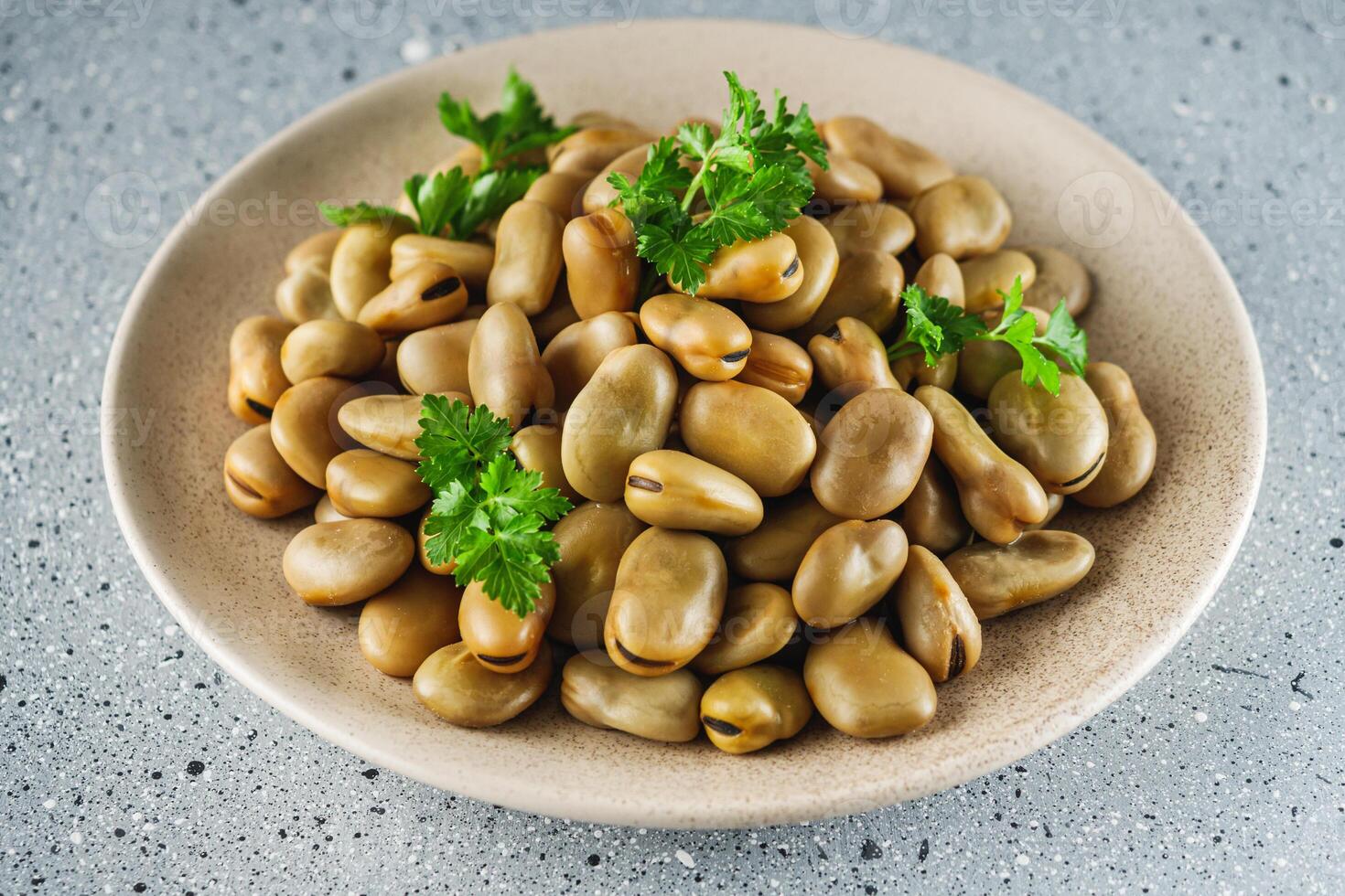 delicious Turkish snack boiled broad beans fava photo