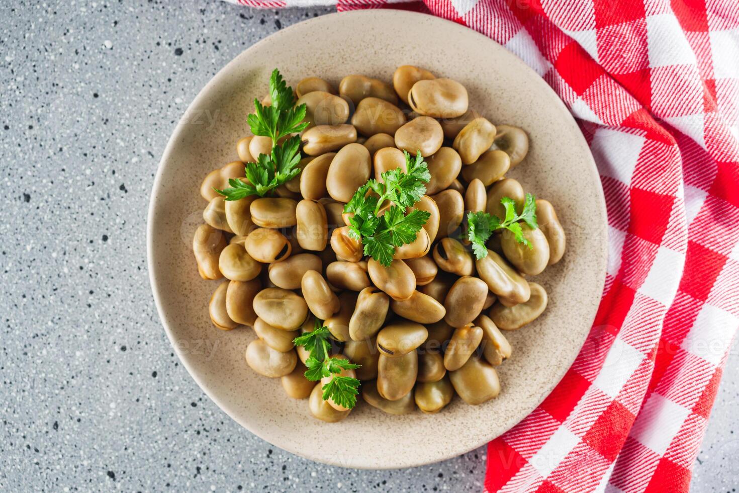 delicious Turkish snack boiled broad beans fava photo