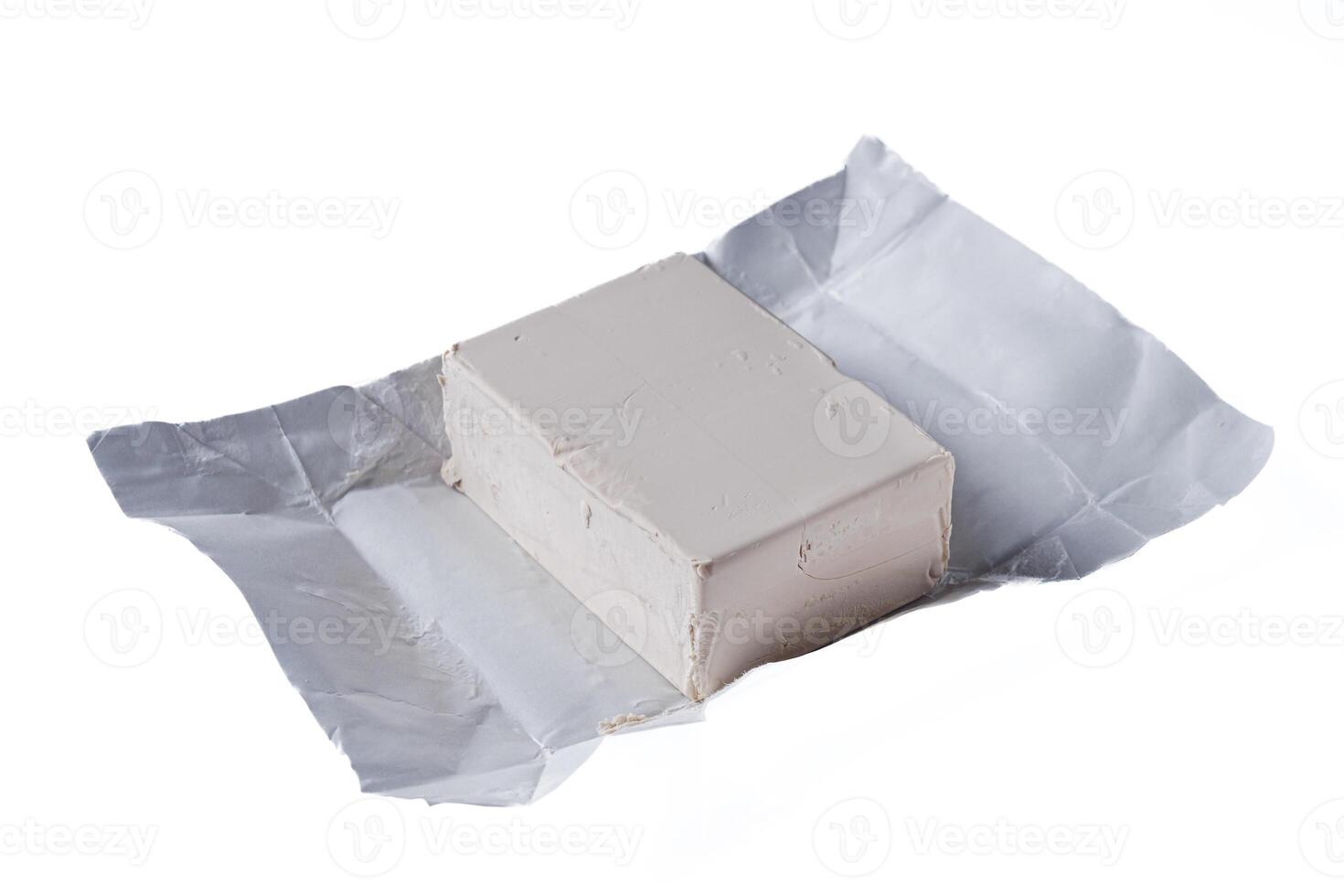 fresh live yeast on a white background photo