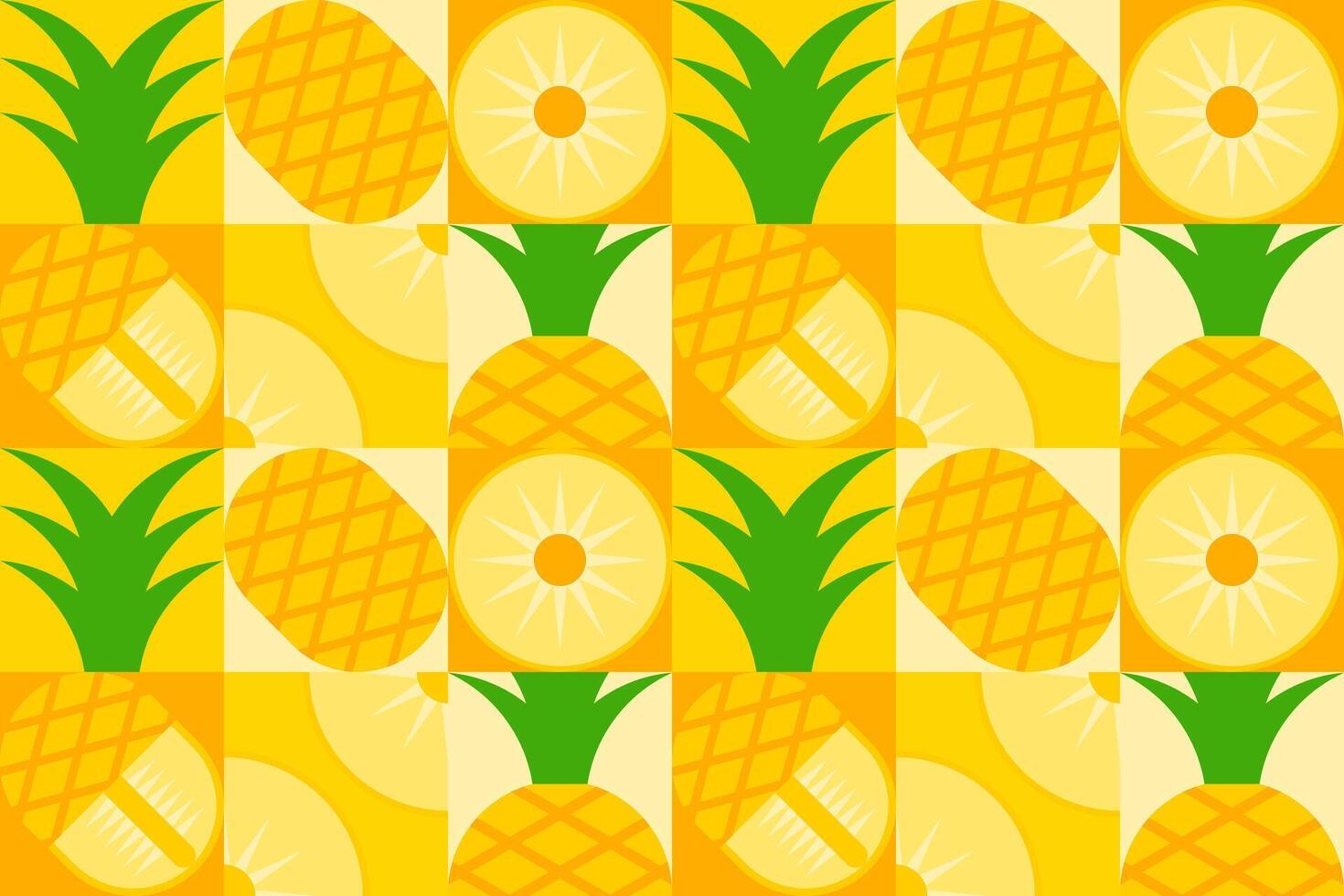 Abstract pineapple geometric seamless pattern. Tropical fruit pineapple mosaic texture. illustration for background vector