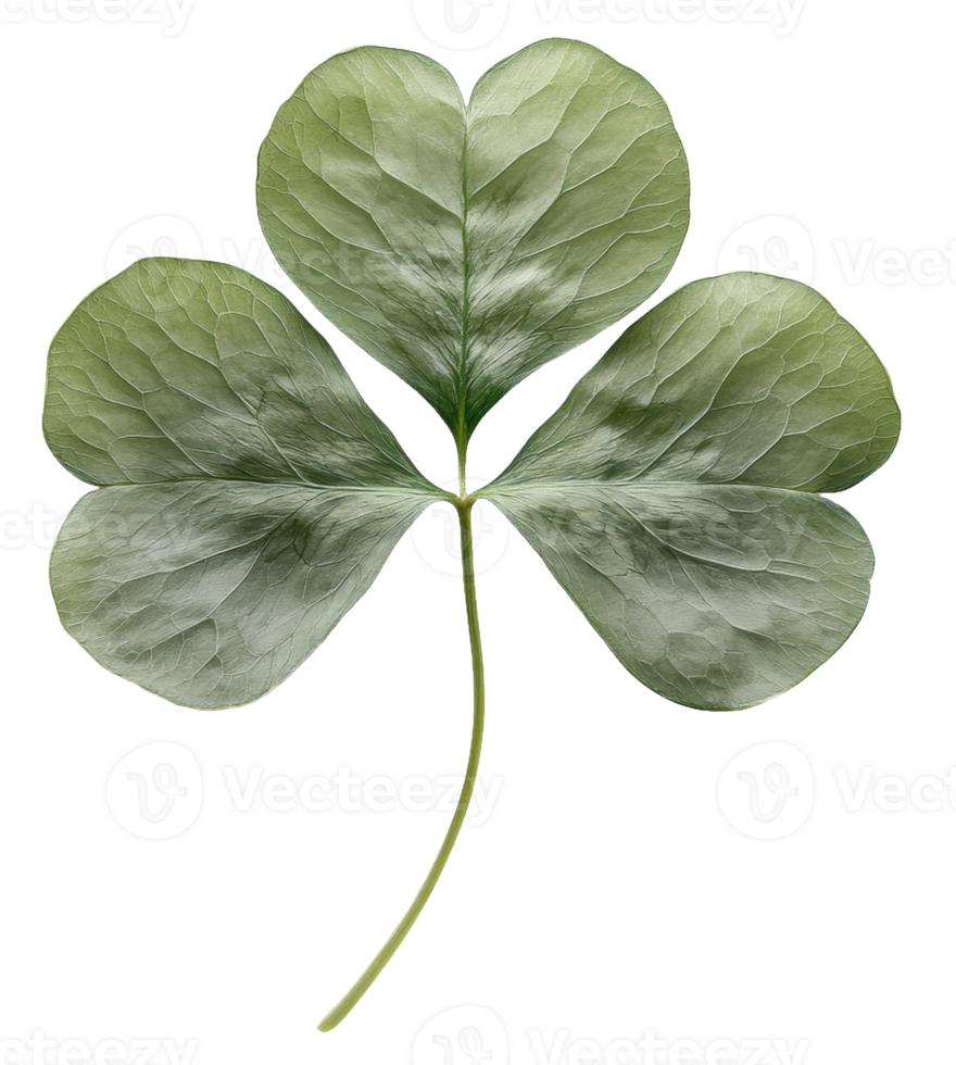Four-leaf clover with detailed leaf structure, cut out - stock . png