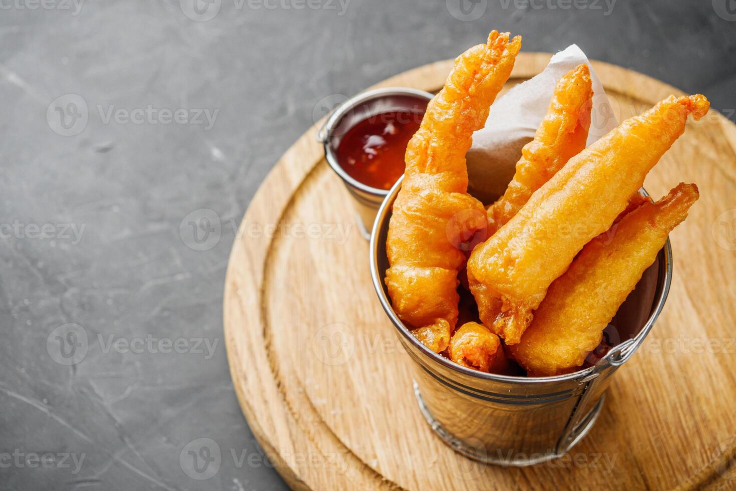 delicious hot fried shrimp in a crispy batter photo