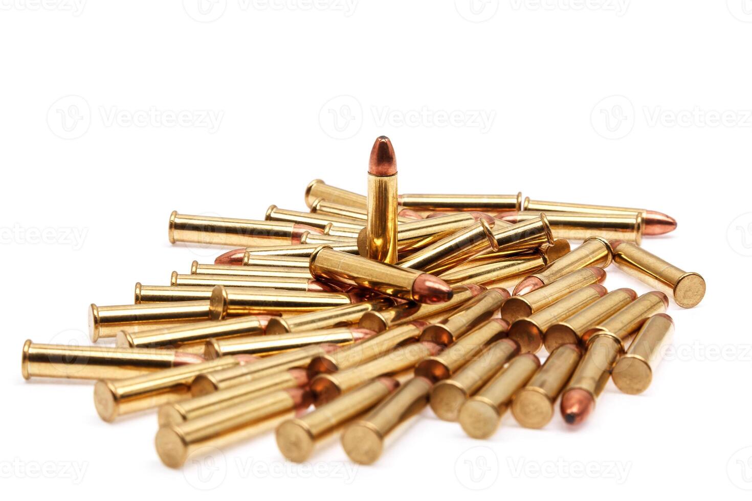 Small-caliber rifle cartridges isolated on white photo