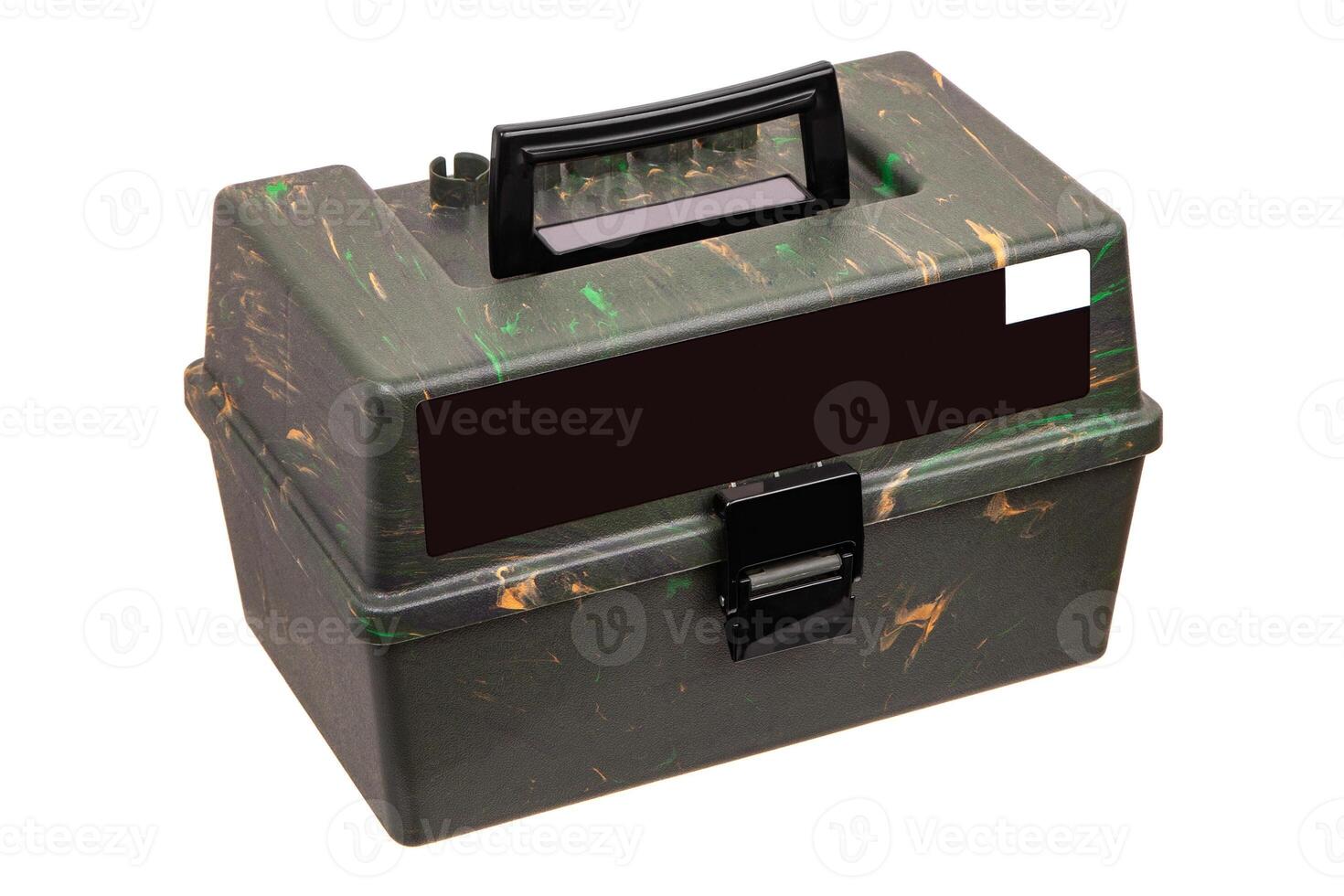 Large Shell Case. Hunting Cartridge ammo Box isolated on white background. photo