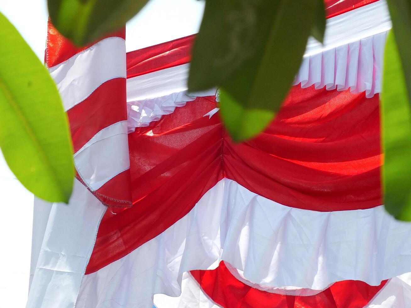 The Indonesian national flag decoration to celebrate the Independence day. National patriotism. The Hari Kemerdekaan 17 Agustus 1945 photo