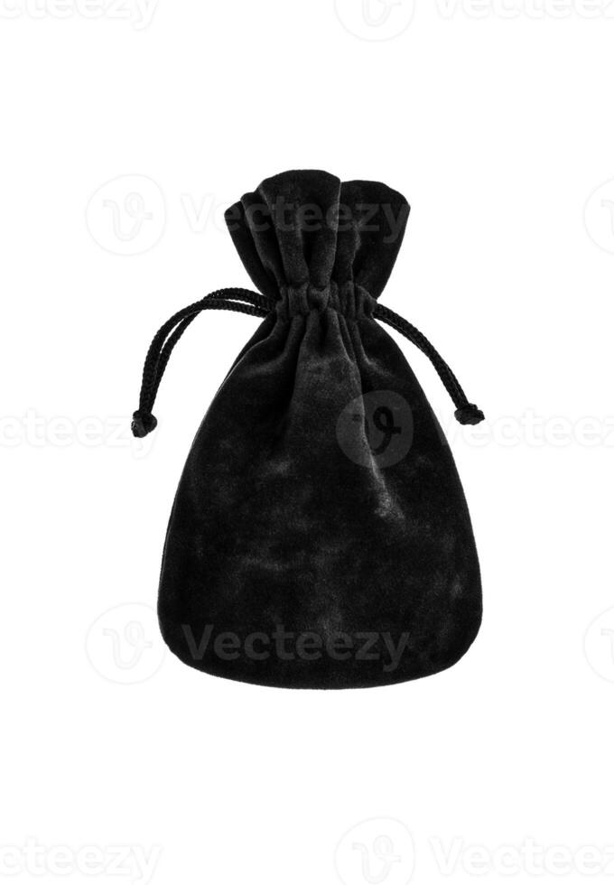 velvet black pouch isolated on white photo