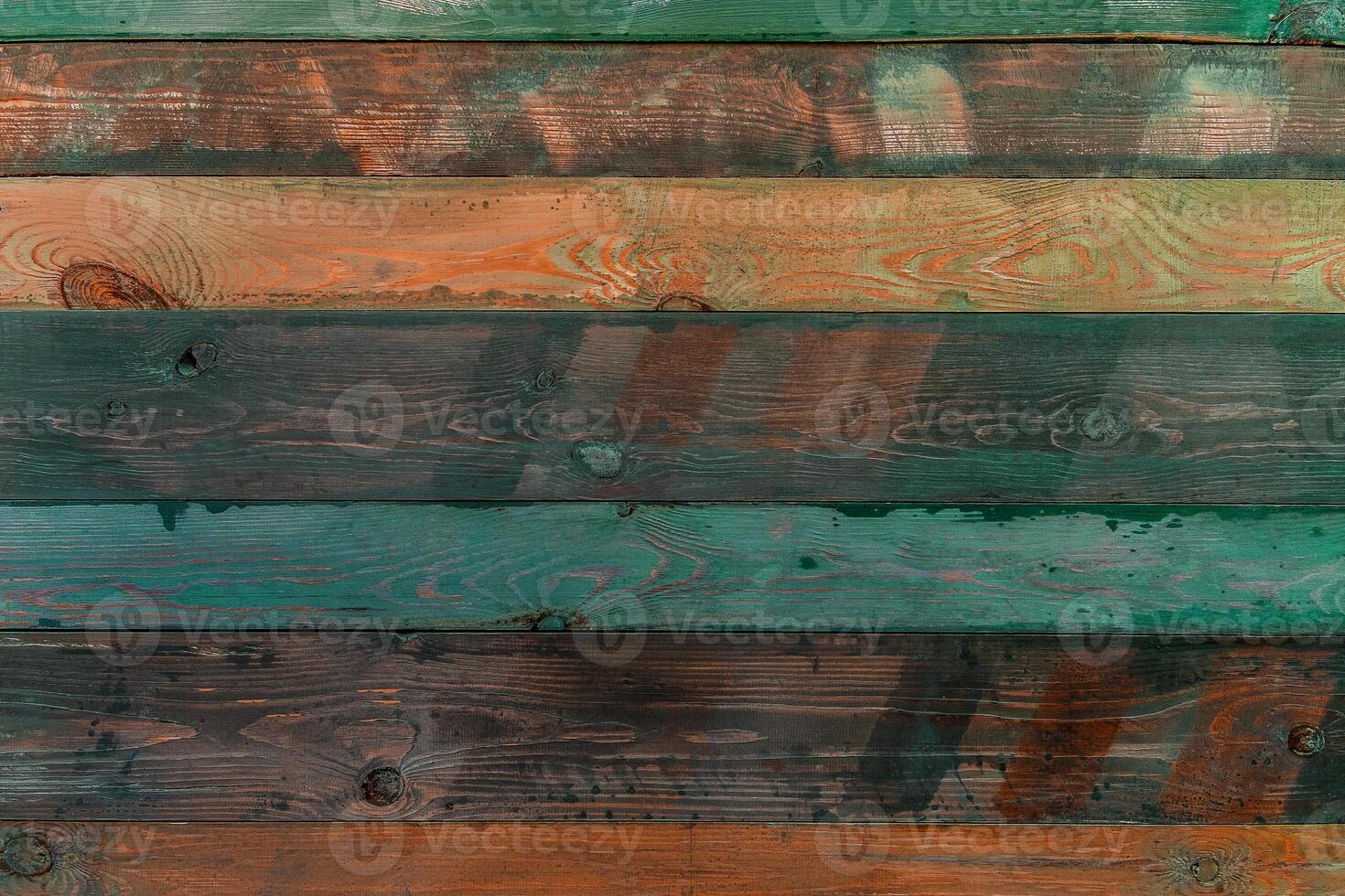 Wooden texture from multicolored planks. Vintage wooden background. photo