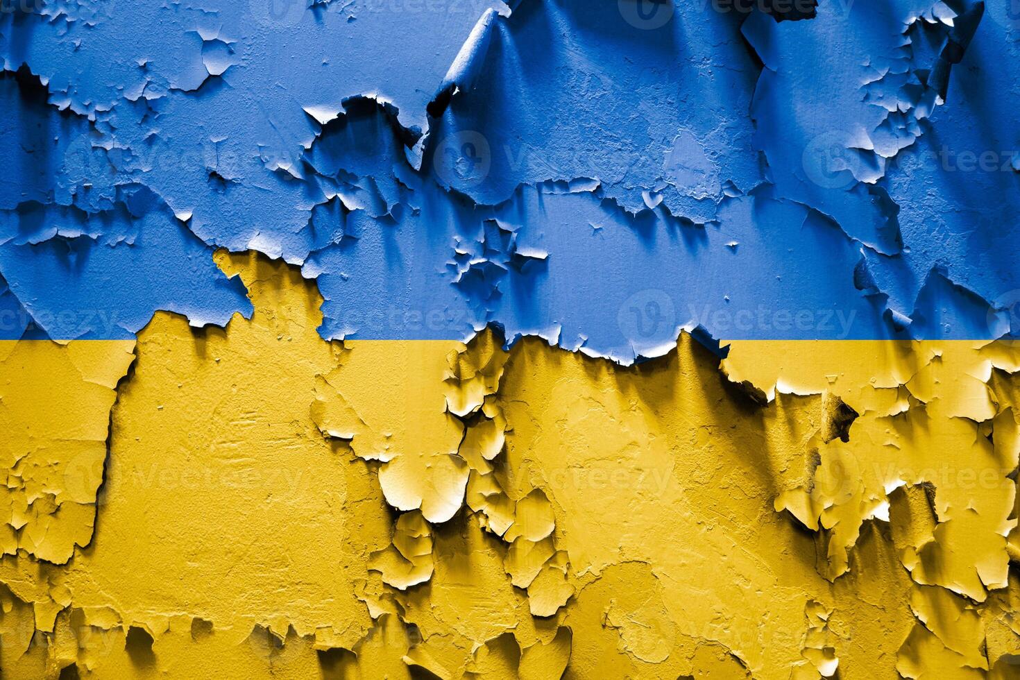Flag of Ukraine on a cracked grunge background. Square back photo