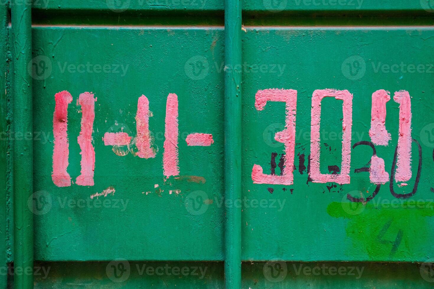Old green metal door photo