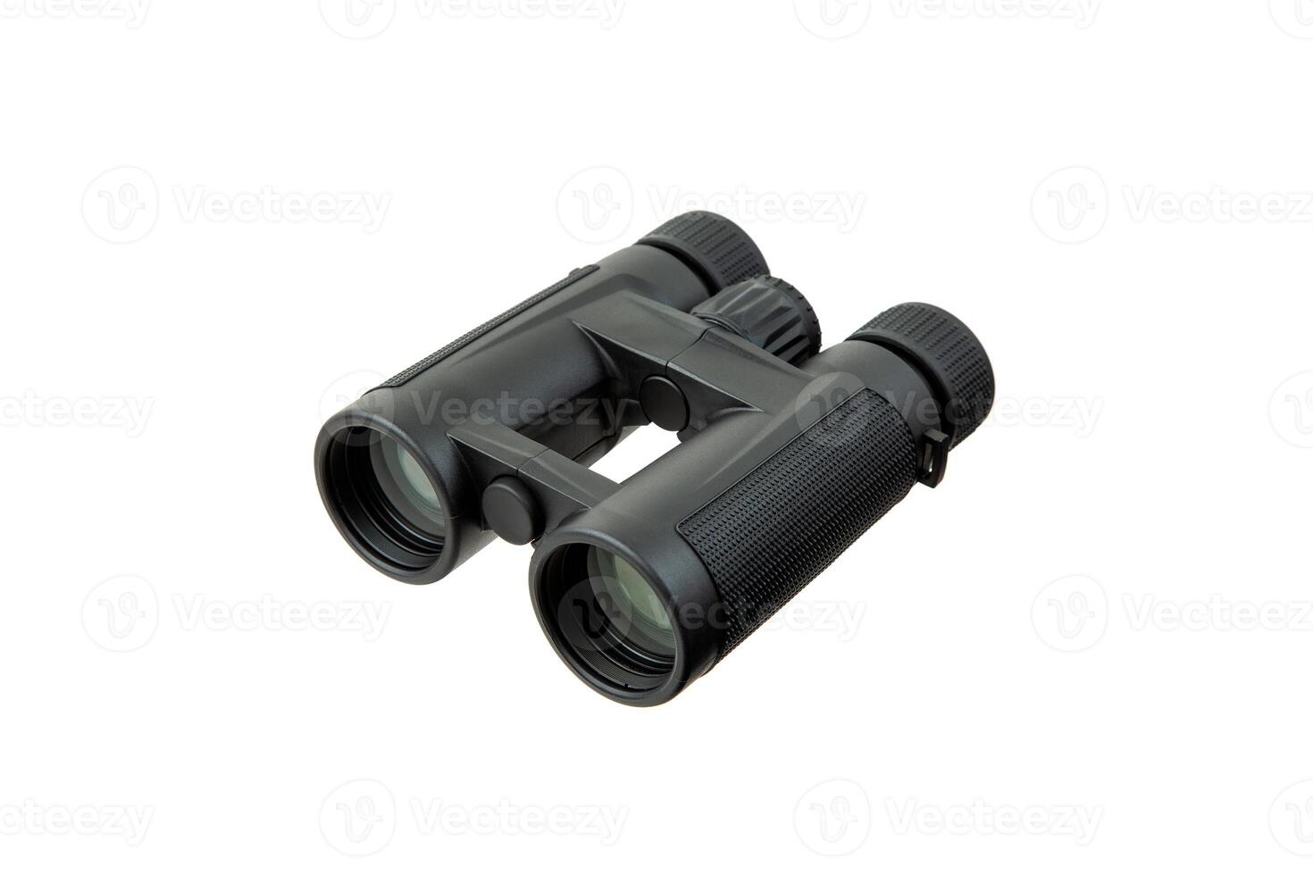 Modern binoculars. An optical instrument for observation at long distances. Isolate on a white back. photo