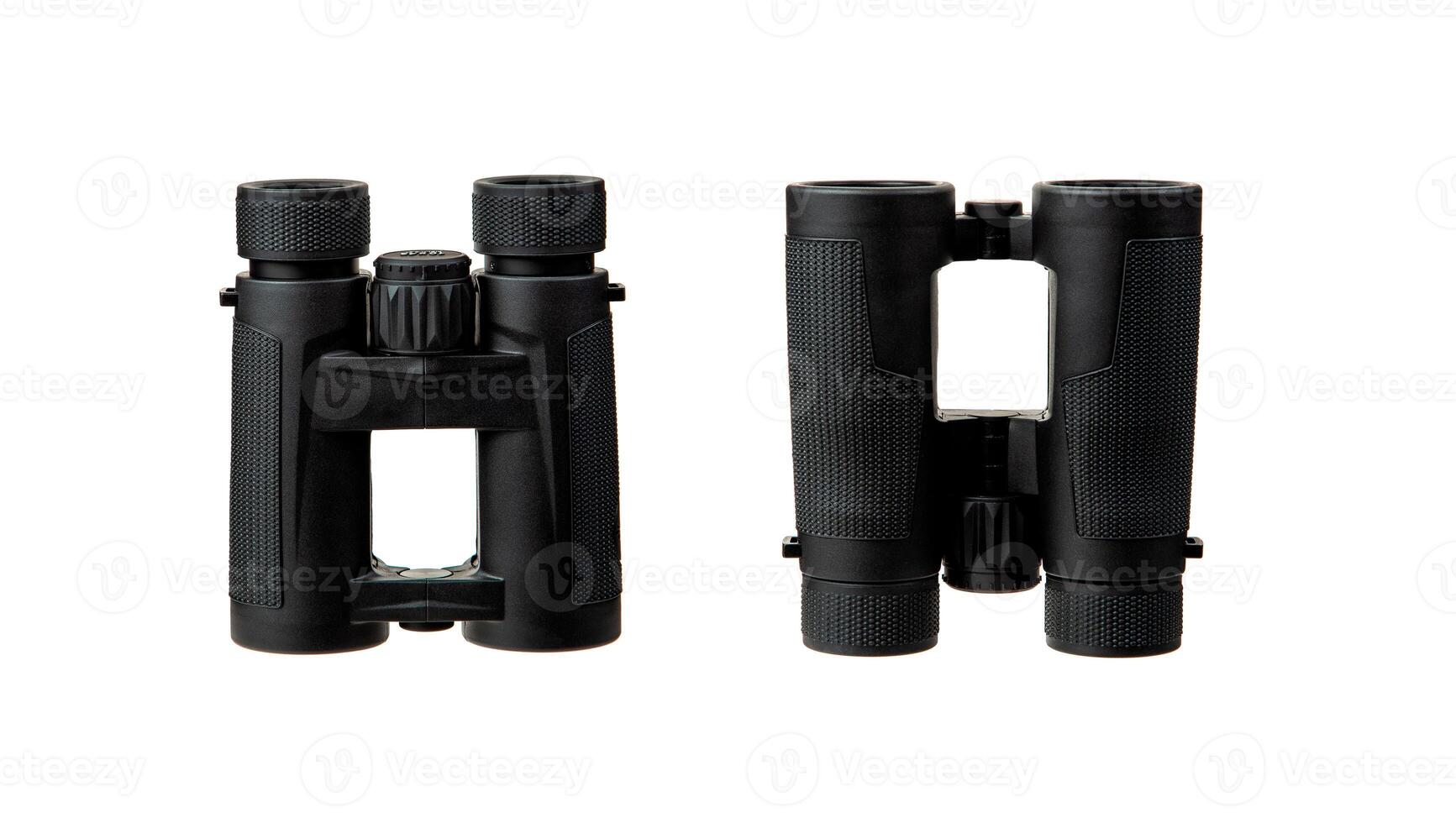 Modern binoculars. An optical instrument for observation at long distances. Isolate on a white back. photo