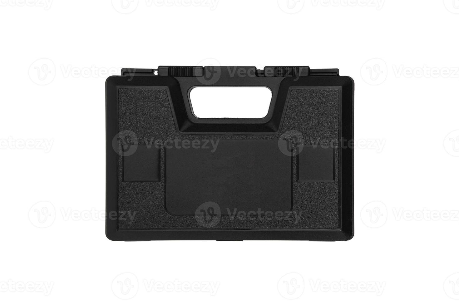 black plastic case for gun isolated on white back photo