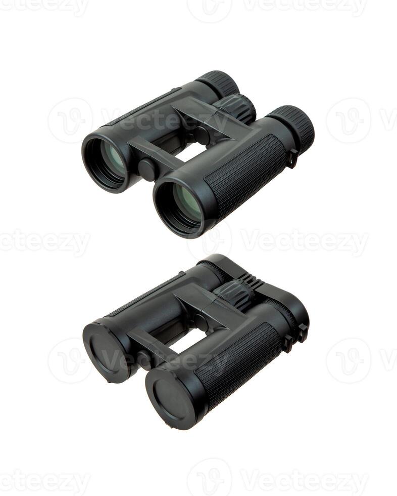Modern binoculars. An optical instrument for observation at long distances. Isolate on a white back. photo