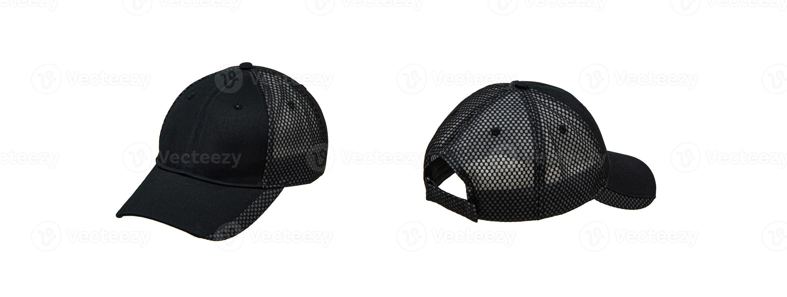 Baseball cap from different sides. Mockup for design creation. Isolate on abel back photo