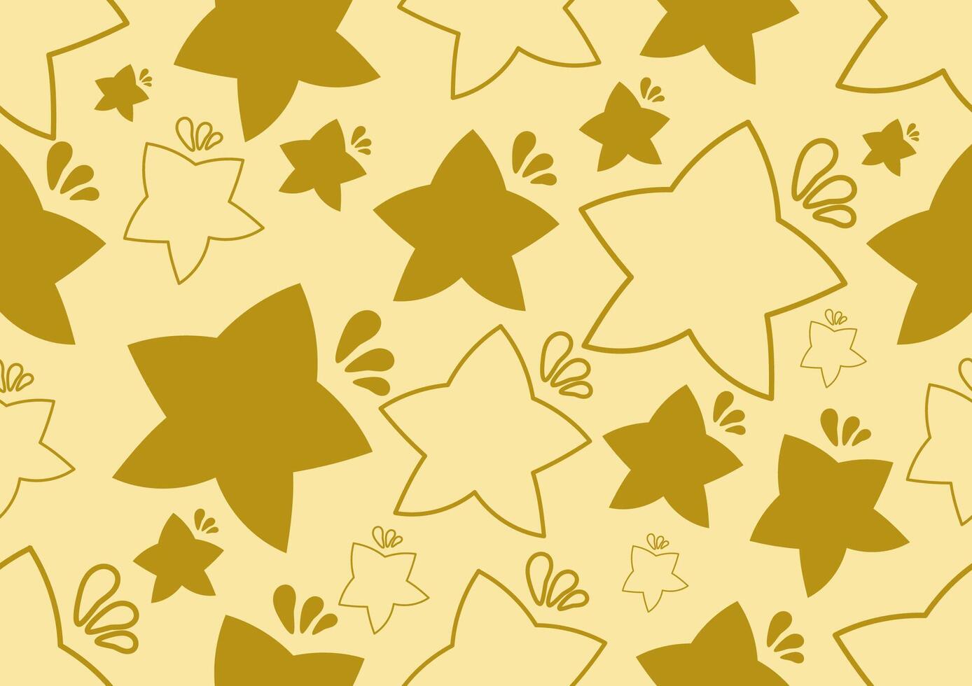 Yellow star doodle art seamless pattern on a light yellow background. For cards, frames, posters, book covers, textiles, wallpaper, wrapping and fabric. vector